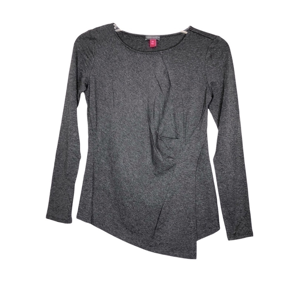NEW - VINCE CAMUTO Gray Long Sleeve Round Neck Knit Asymmetrical Top- Size Small